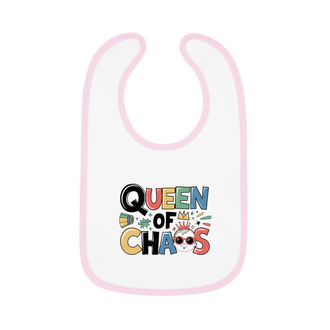 "Queen of chaos" Baby Contrast Trim Jersey Bib