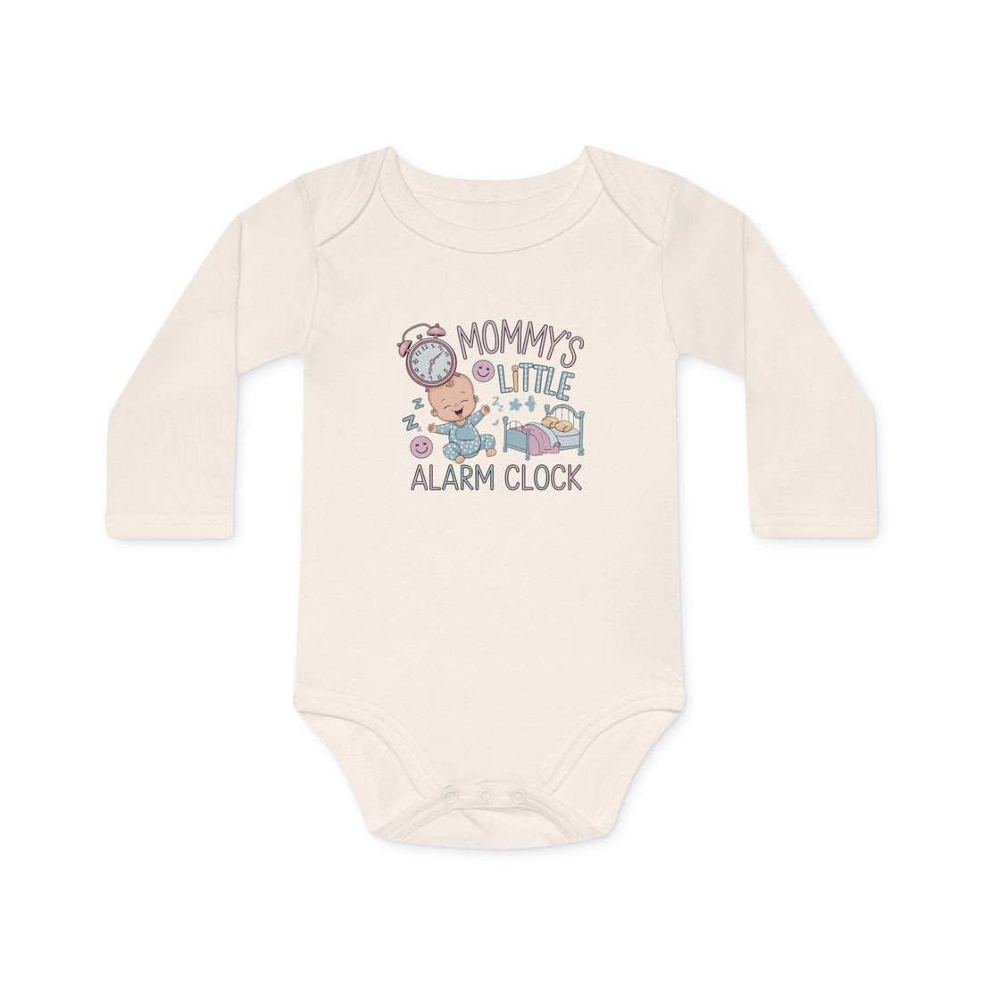 "Mommy's little alarm clock" Baby Long-Sleeve Organic Bodysuit