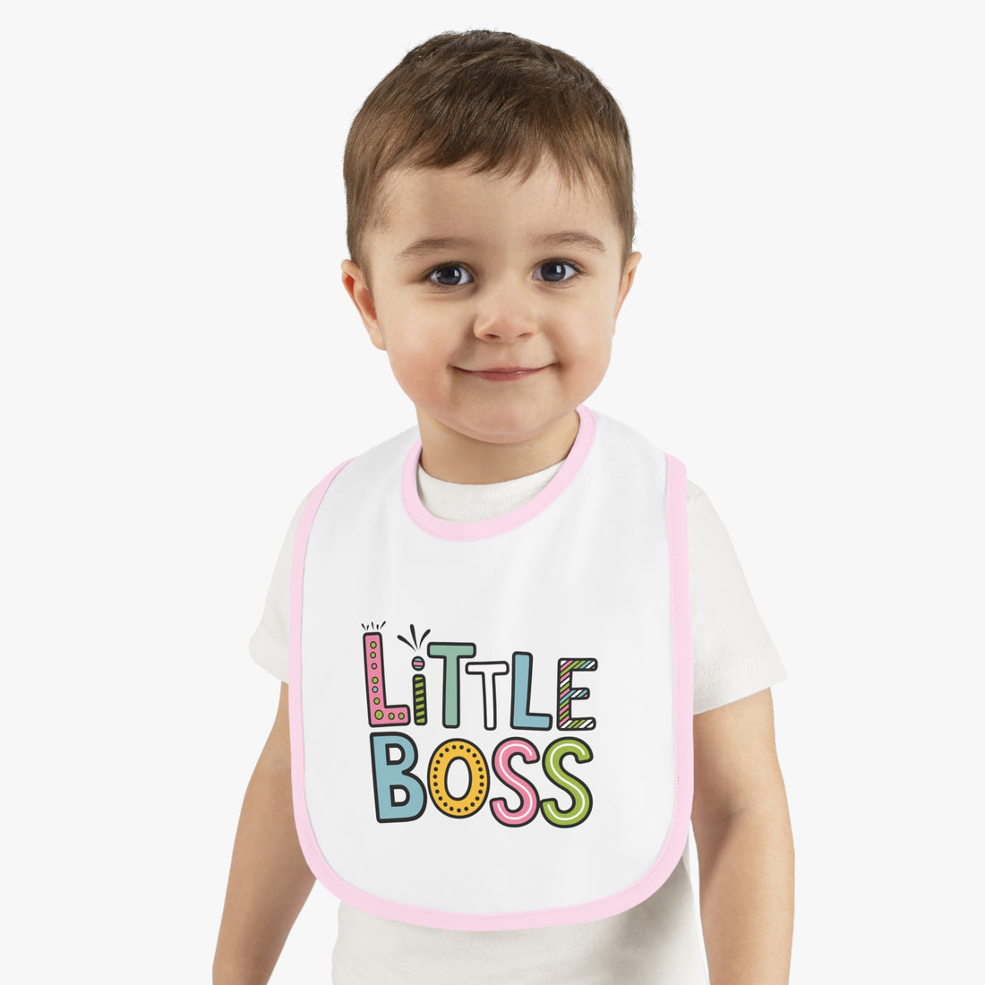 "Little boss" Baby Contrast Trim Jersey Bib