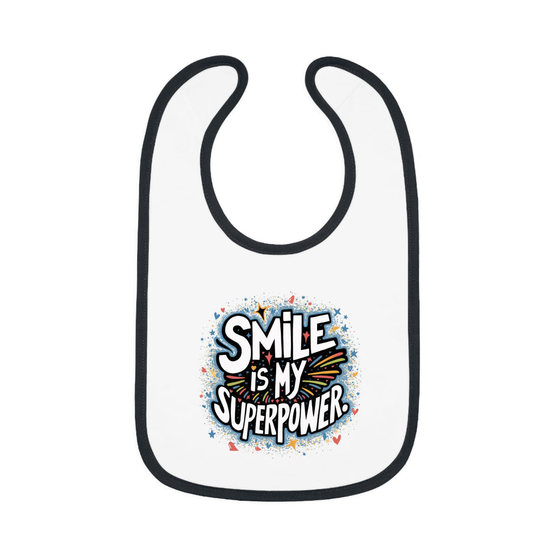 "Smile is my superpower" Baby Contrast Trim Jersey Bib