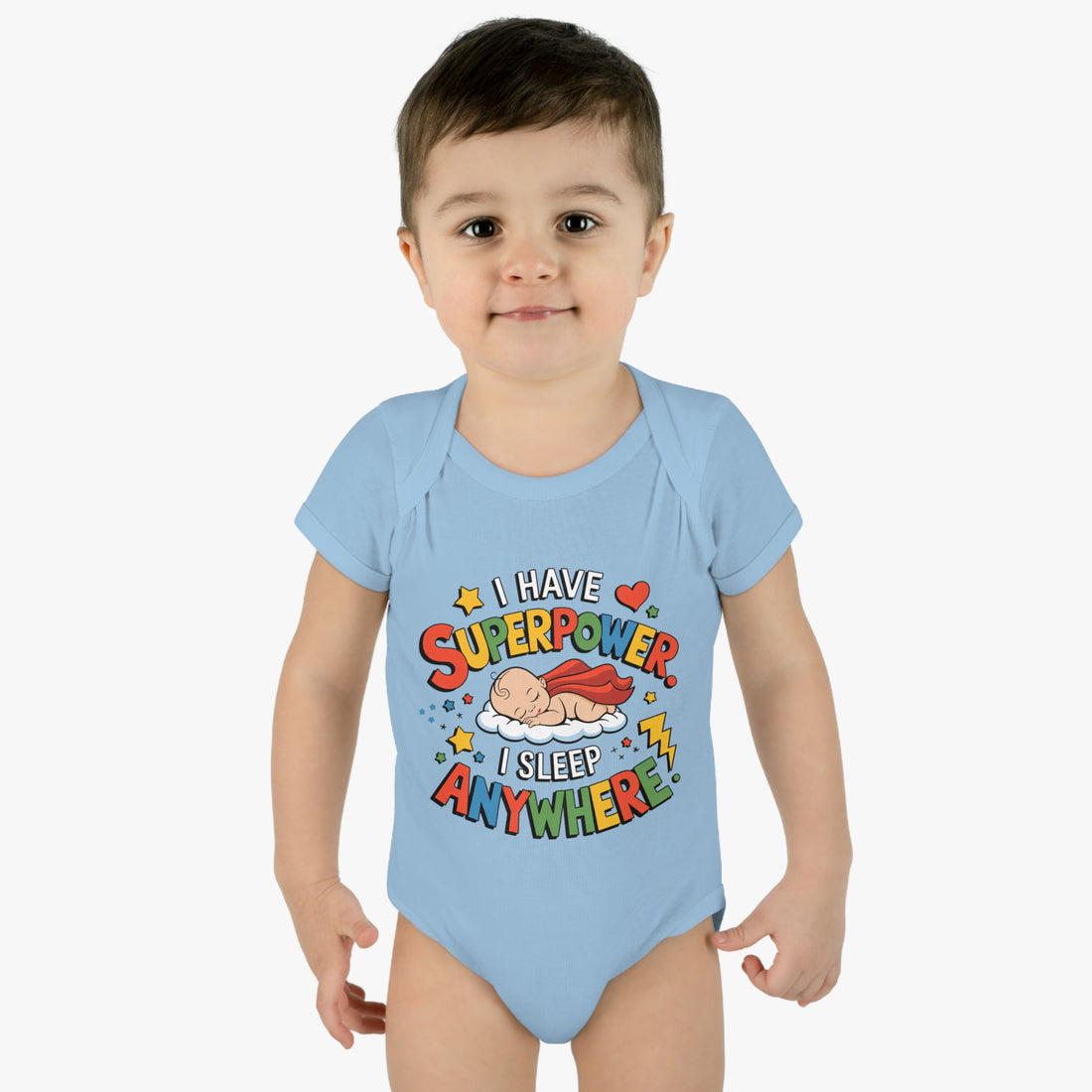 "I have a superpower I sleep anywhere" Infant Baby Rib Bodysuit