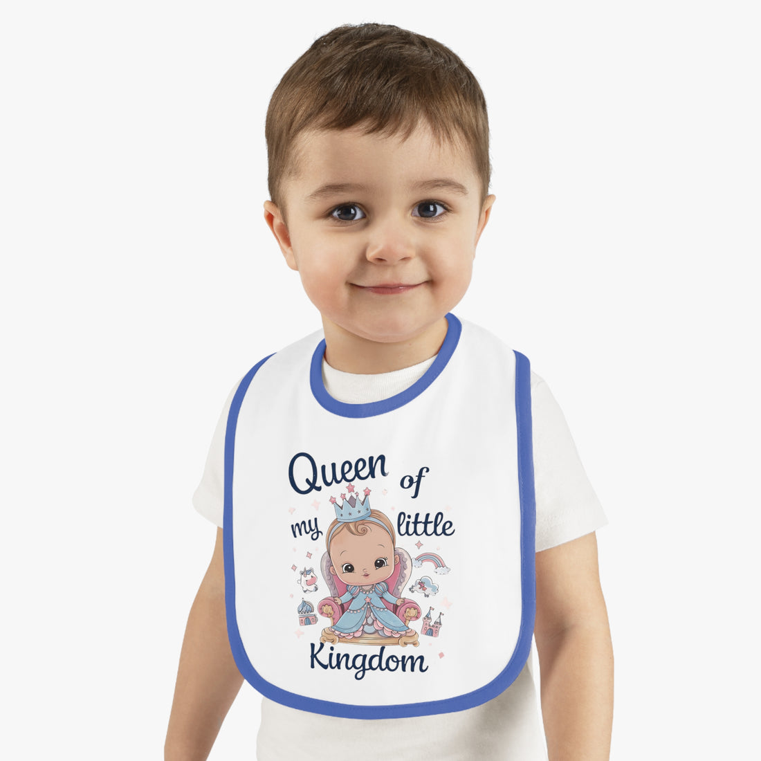 "Queen of my little kingdom" Baby Contrast Trim Jersey Bib