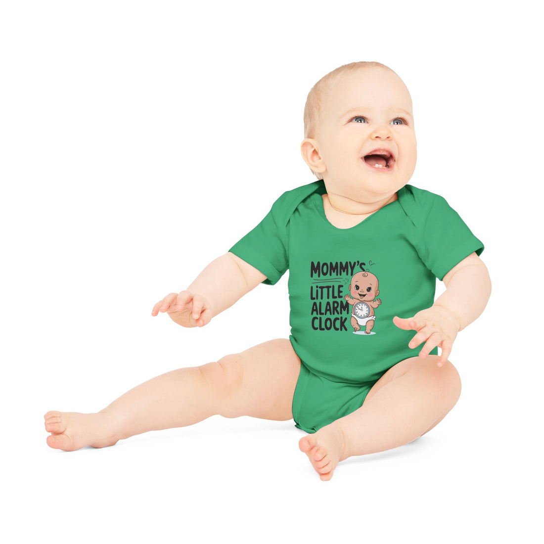 "Mommy's little alarm clock" Baby Organic Short Sleeve Bodysuit