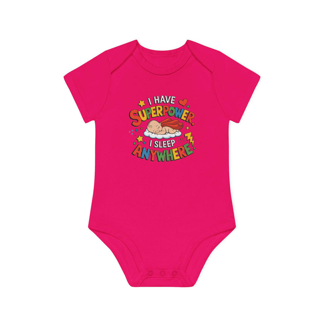 "I have superpower I sleep anywhere" Baby Organic Short Sleeve Bodysuit