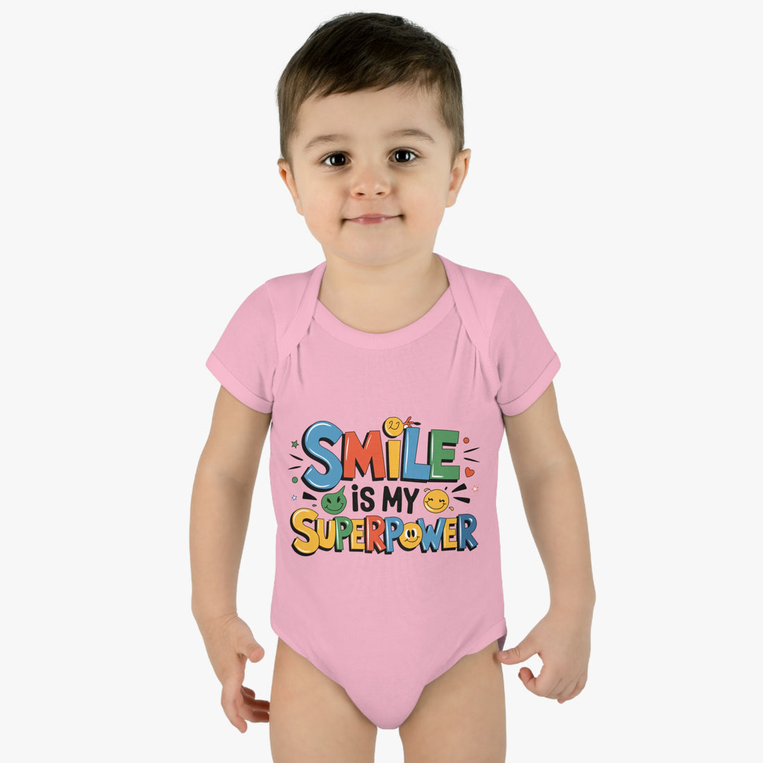 "Smile is my superpower" Infant Baby Rib Bodysuit