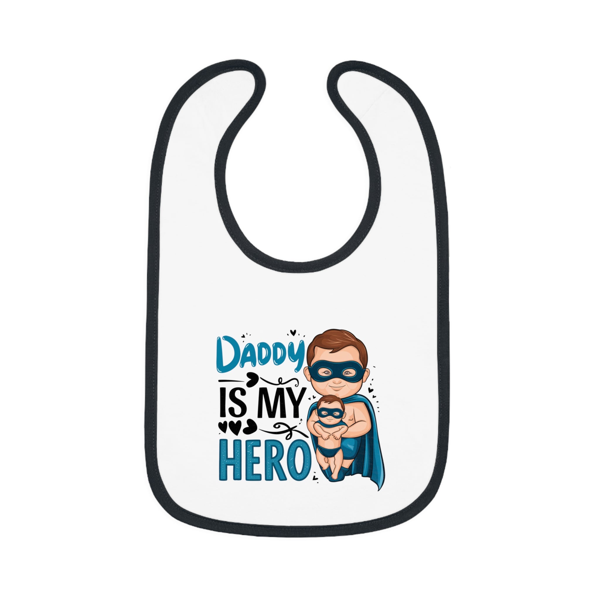 "Daddy is my hero" Baby Contrast Trim Jersey Bib