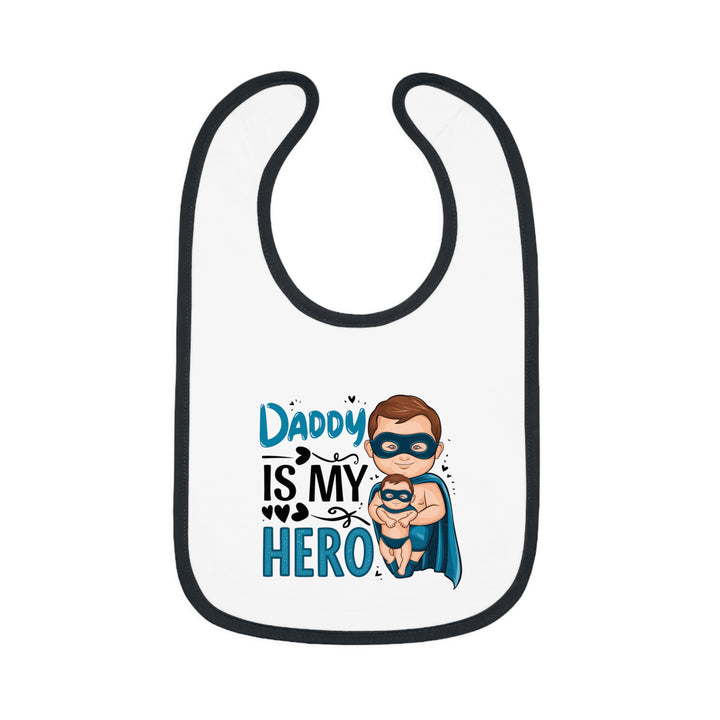 "Daddy is my hero" Baby Contrast Trim Jersey Bib