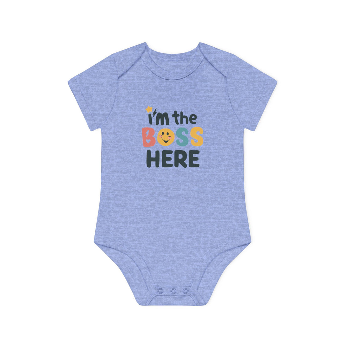 "I'm the boss here" Baby Organic Short Sleeve Bodysuit