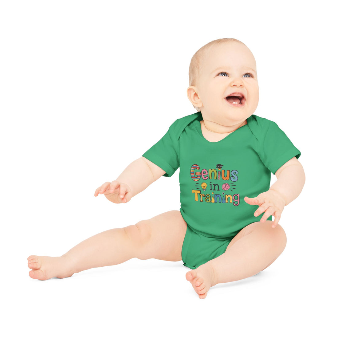 "Genius in training" Baby Organic Short Sleeve Bodysuit