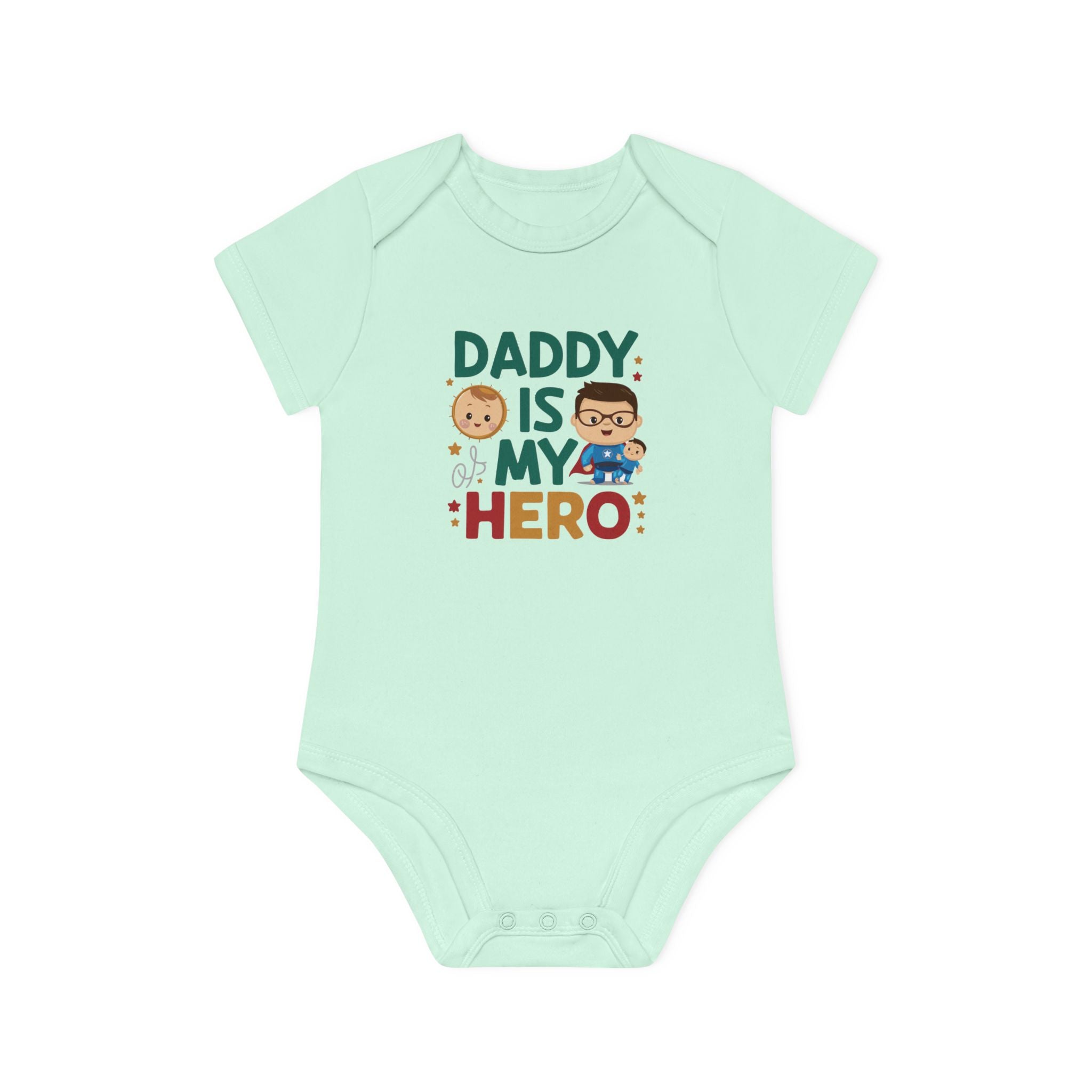 "Daddy is my hero" Baby Organic Short Sleeve Bodysuit