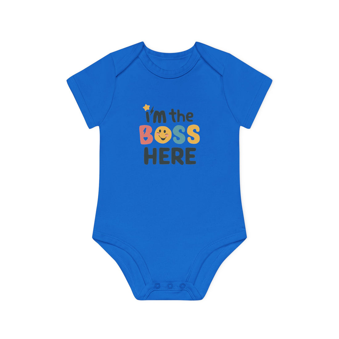 "I'm the boss here" Baby Organic Short Sleeve Bodysuit