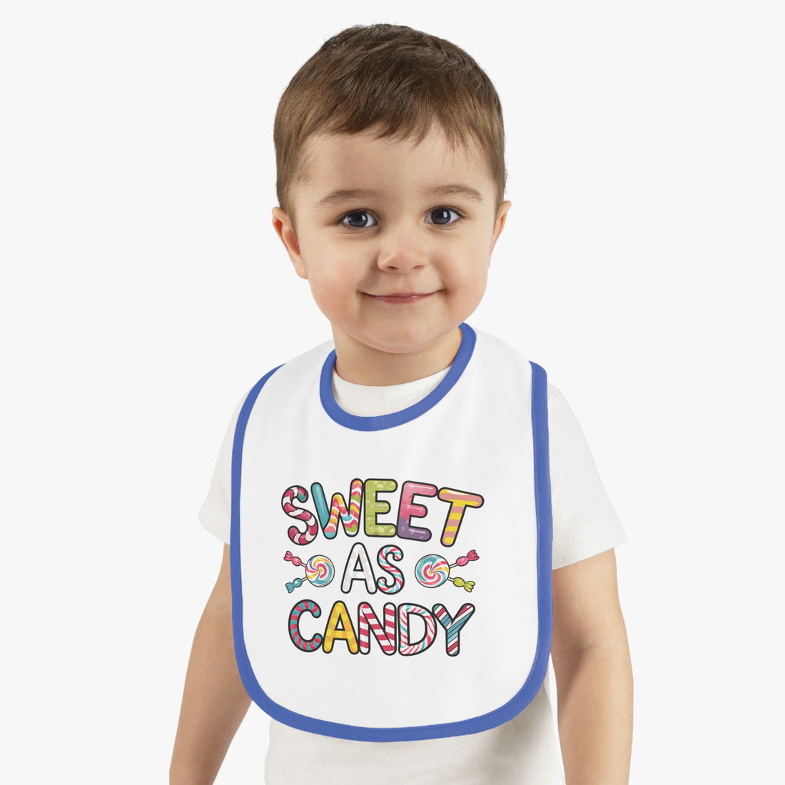 "Sweet as candy" Baby Contrast Trim Jersey Bib