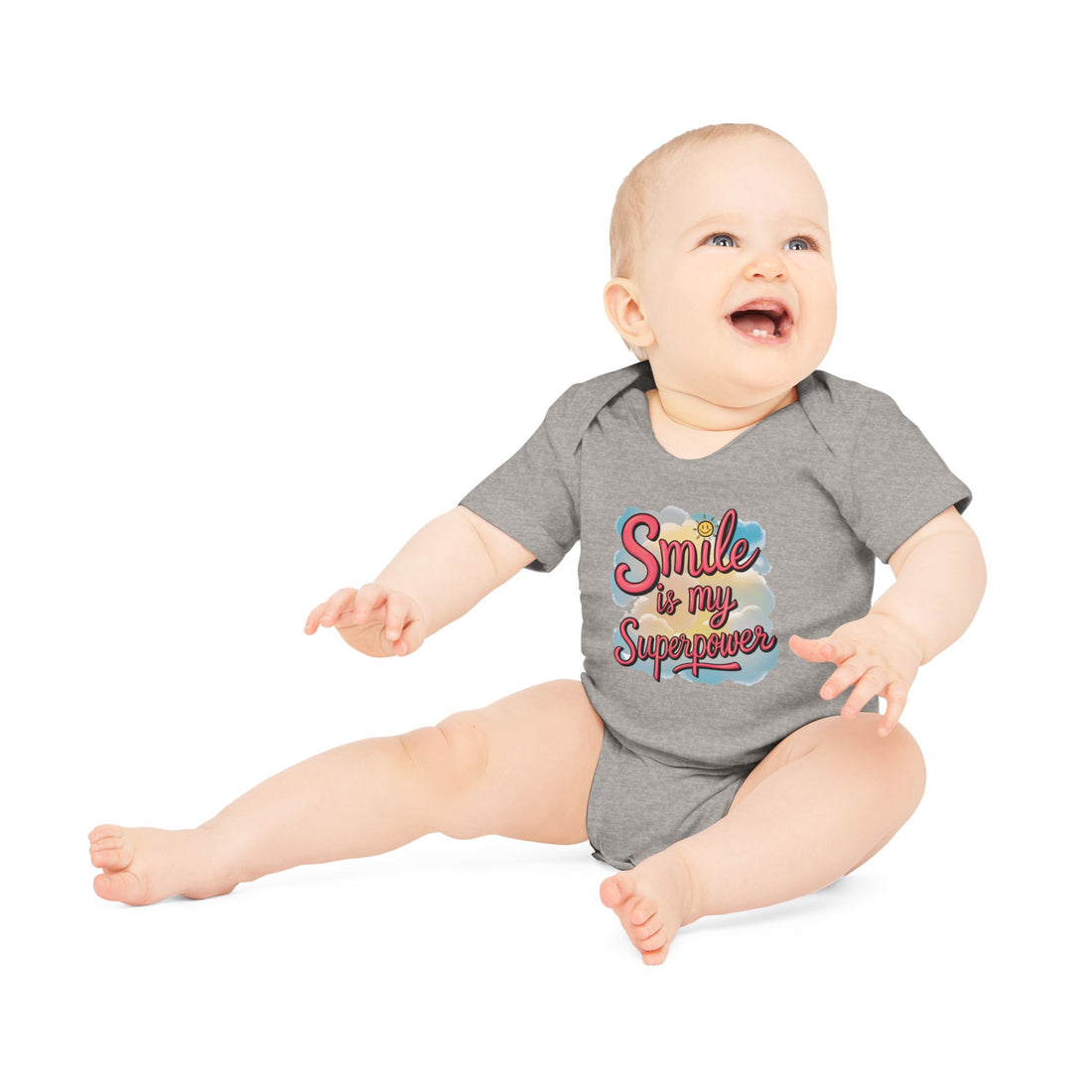 "Smile is my superpower" Baby Organic Short Sleeve Bodysuit