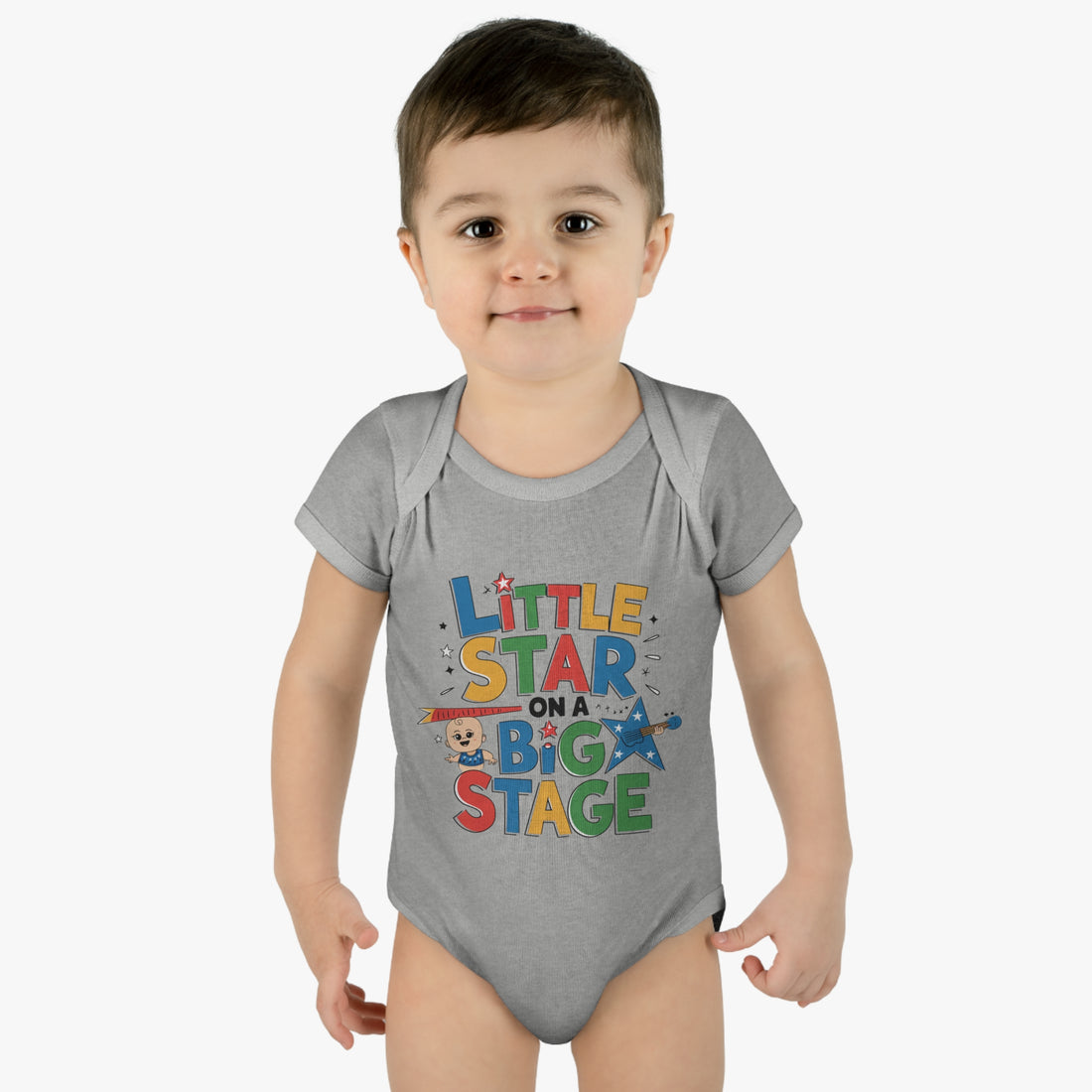 "Little star on a big stage" Infant Baby Rib Bodysuit