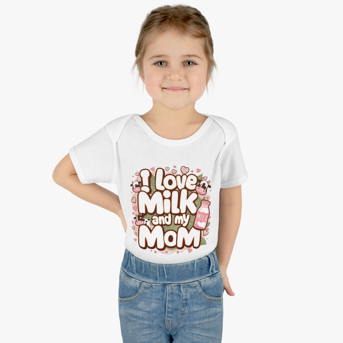 "I love milk and my mom" Infant Baby Rib Bodysuit