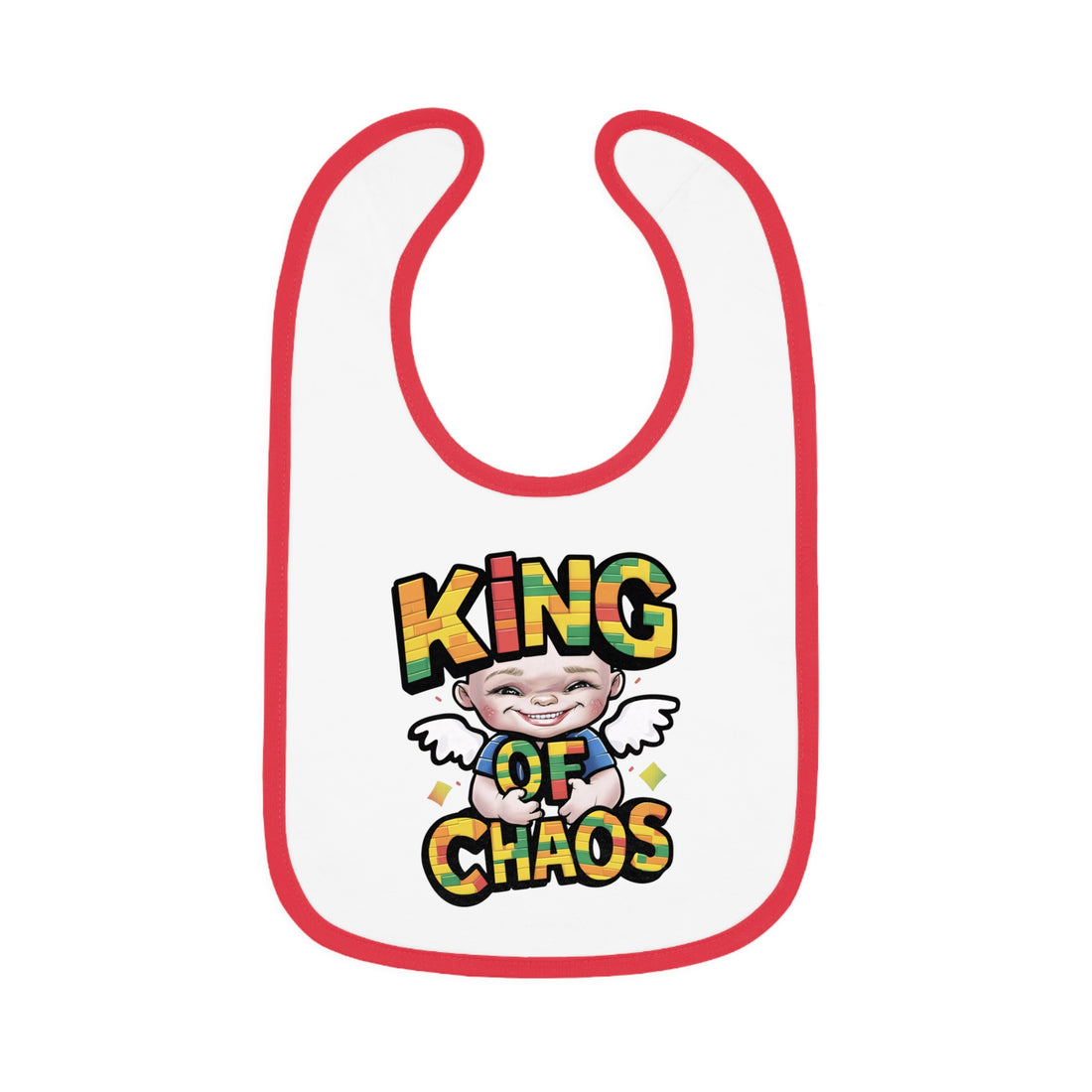 "King of chaos" Baby Contrast Trim Jersey Bib