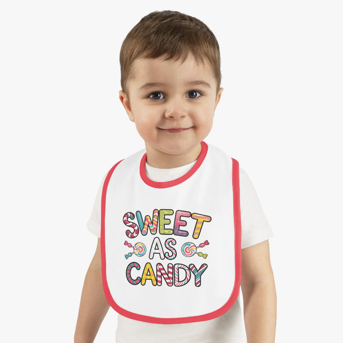 "Sweet as candy" Baby Contrast Trim Jersey Bib