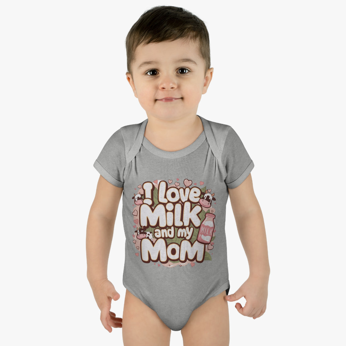 "I love milk and my mom" Infant Baby Rib Bodysuit