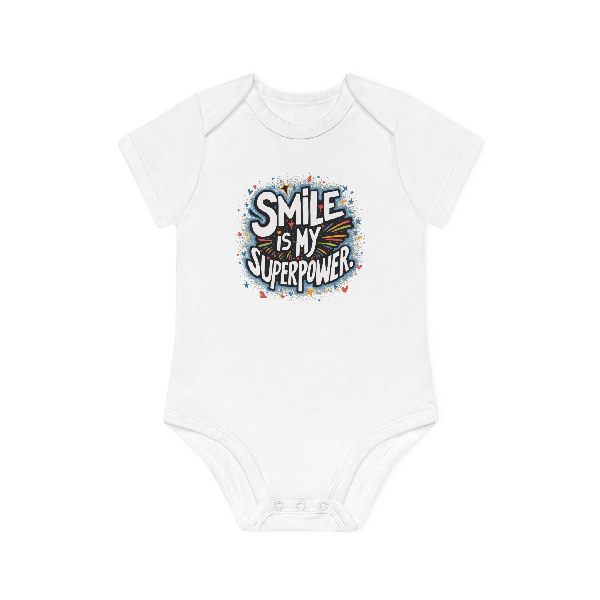 "Smile is my superpower" Baby Organic Short Sleeve Bodysuit