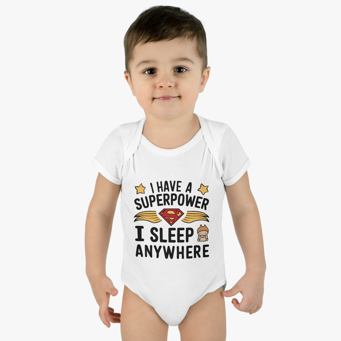 "I have a superpower I sleep anywhere" Infant Baby Rib Bodysuit