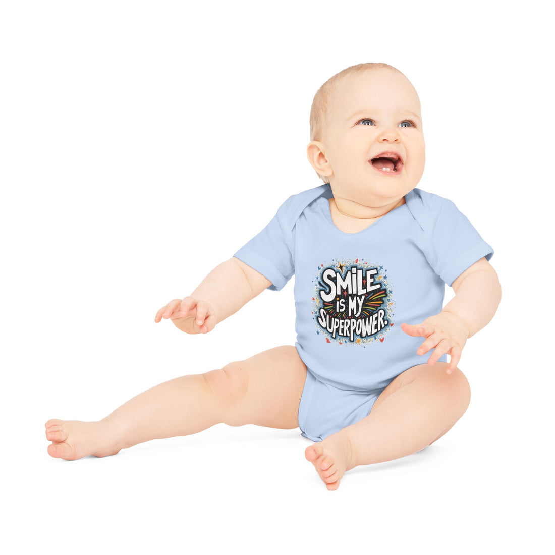 "Smile is my superpower" Baby Organic Short Sleeve Bodysuit