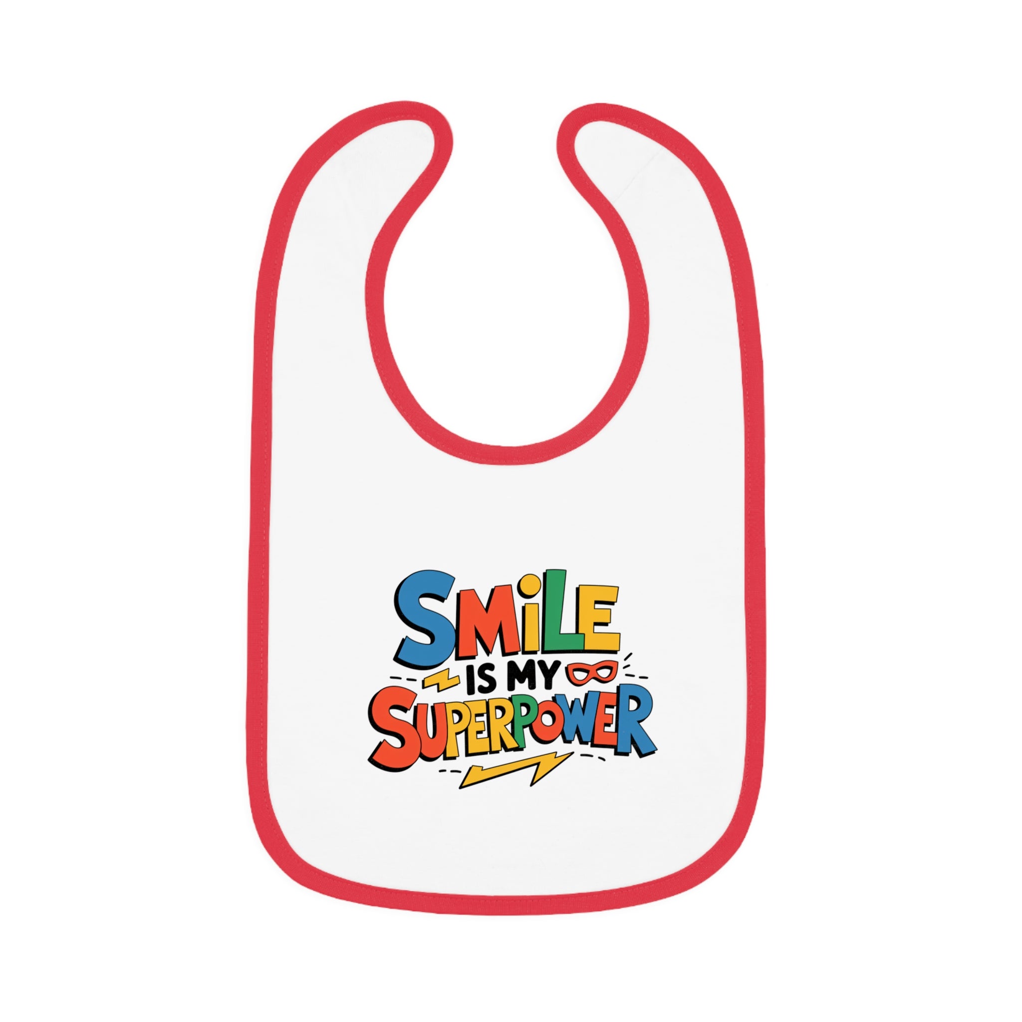 "Smile is my superpower" Baby Contrast Trim Jersey Bib
