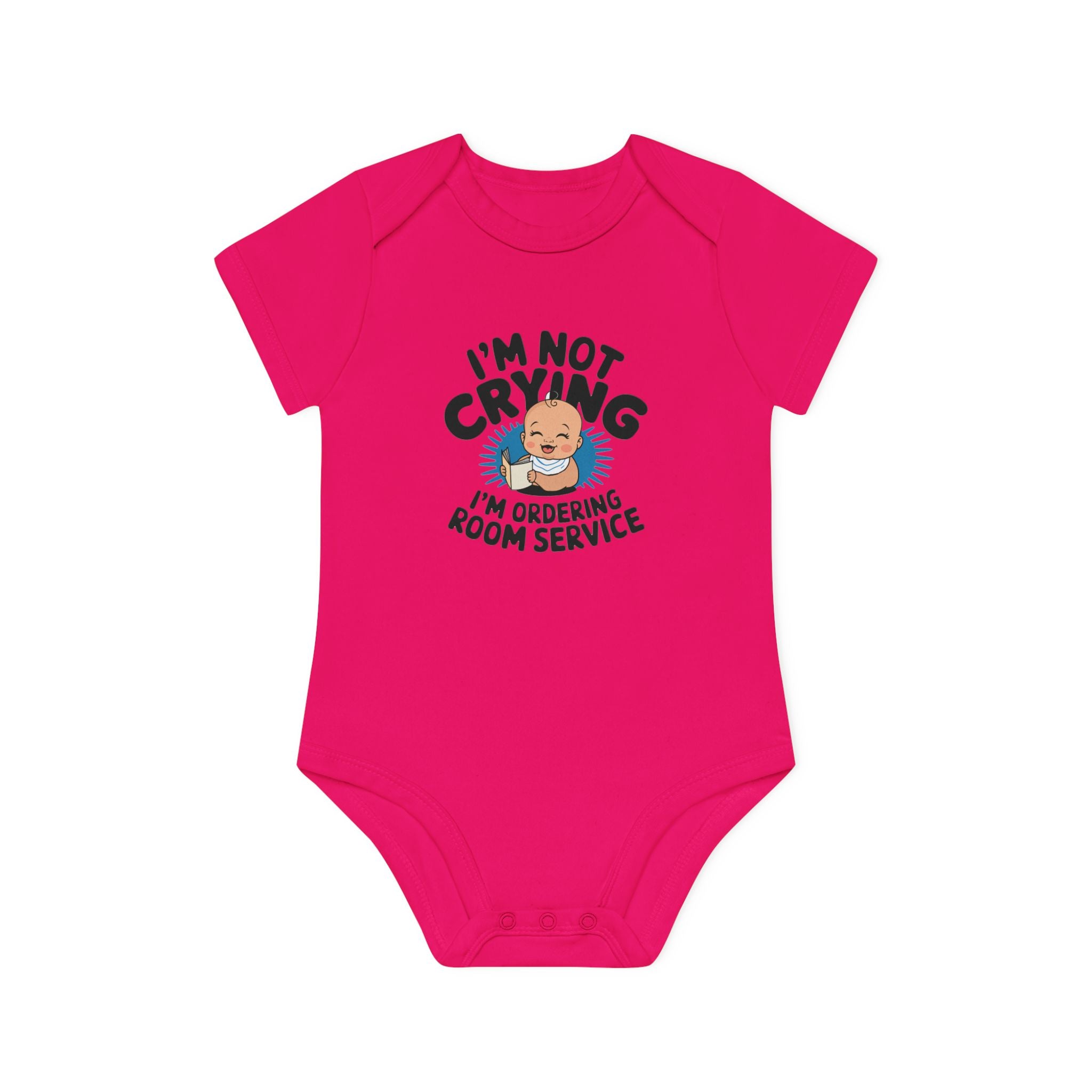 "I'm not crying I'm ordering room service" Baby Organic Short Sleeve Bodysuit