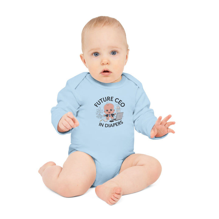 "Future CEO in diapers" Baby Long-Sleeve Organic Bodysuit