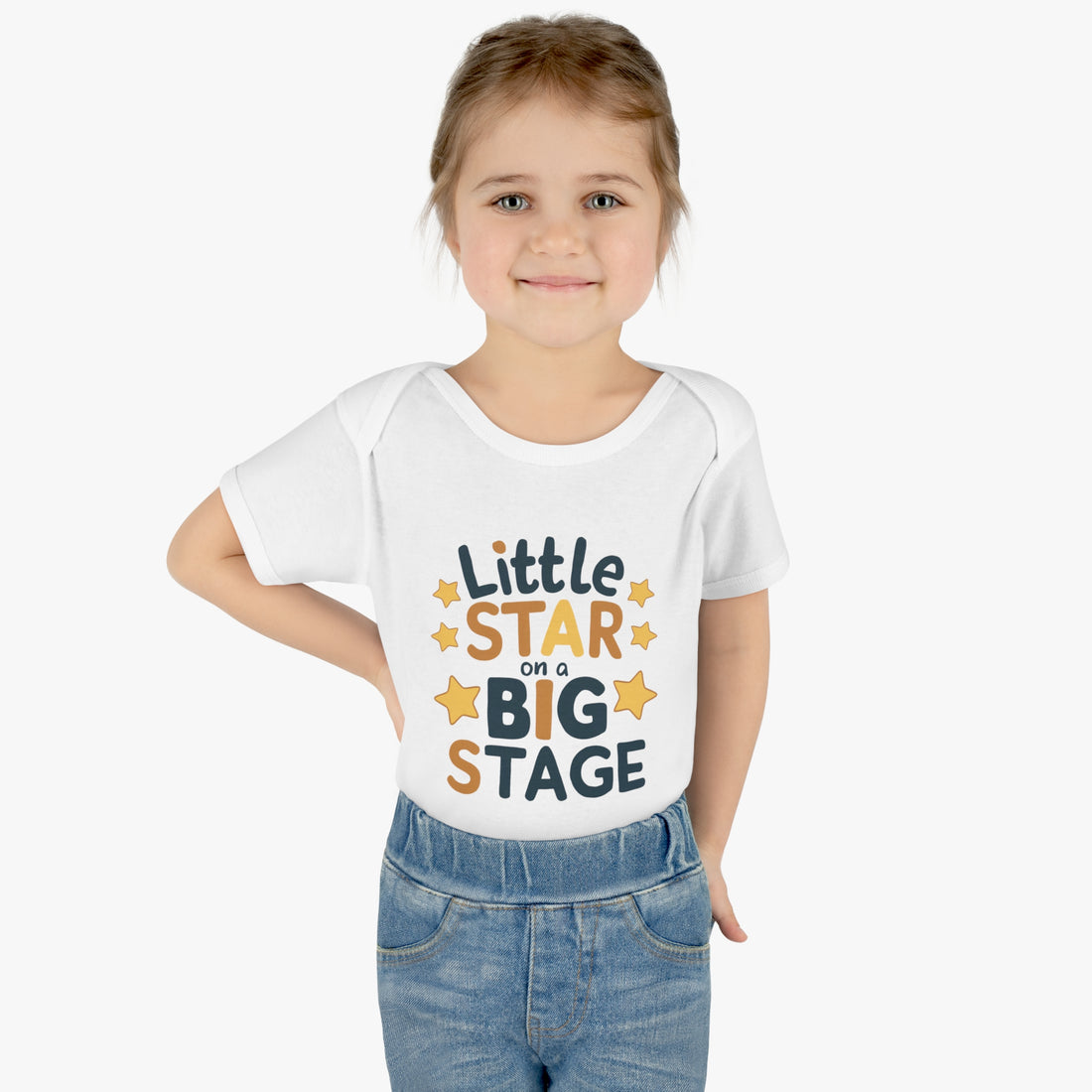 "Little star on a big stage" Infant Baby Rib Bodysuit