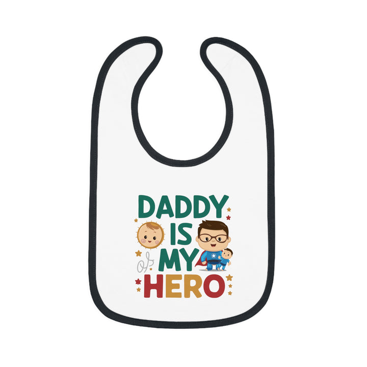 "Daddy is my hero" Baby Contrast Trim Jersey Bib