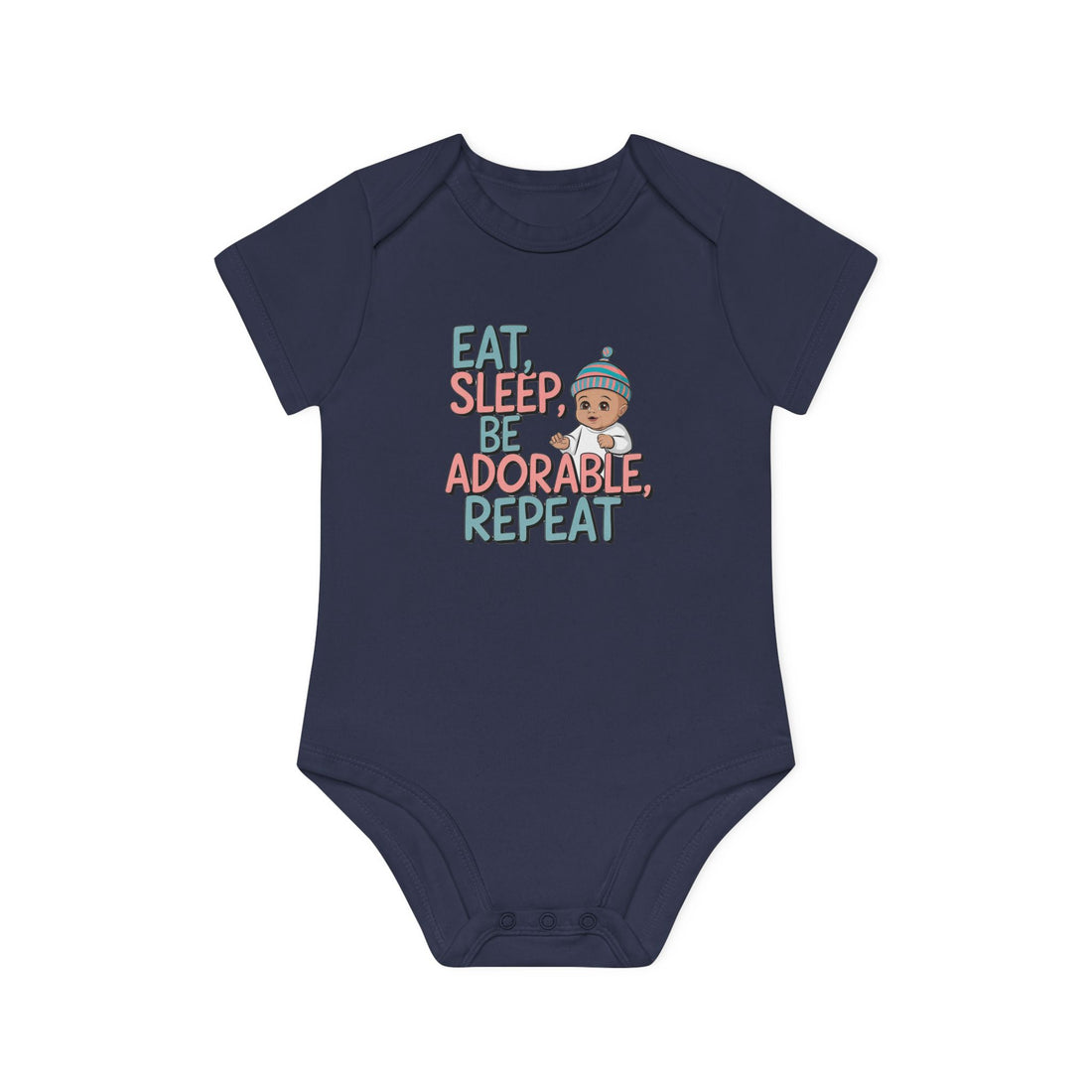 "Eat, sleep, be adorable, repeat" Baby Organic Short Sleeve Bodysuit