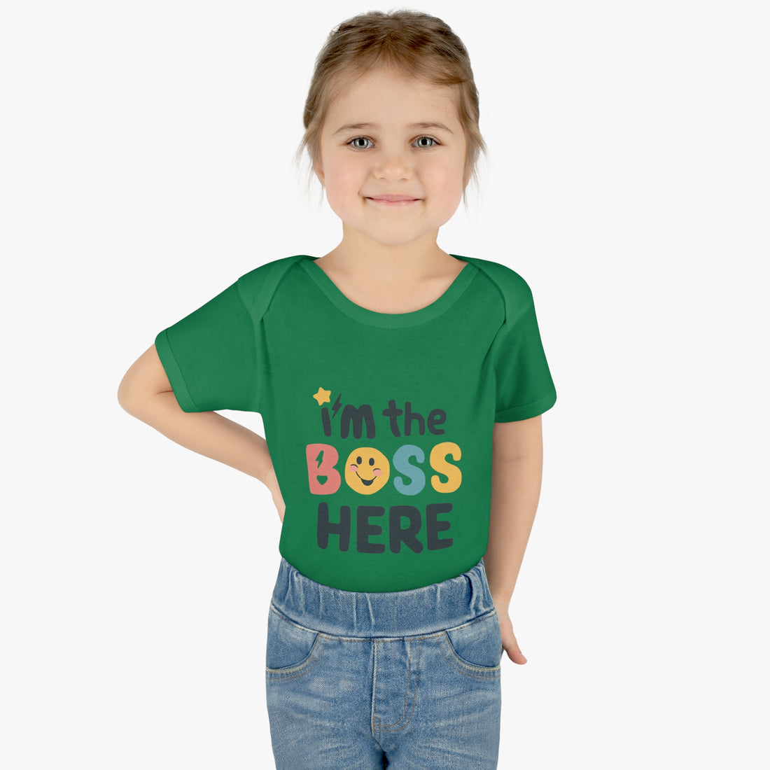 "I'm the boss here" Infant Baby Rib Bodysuit