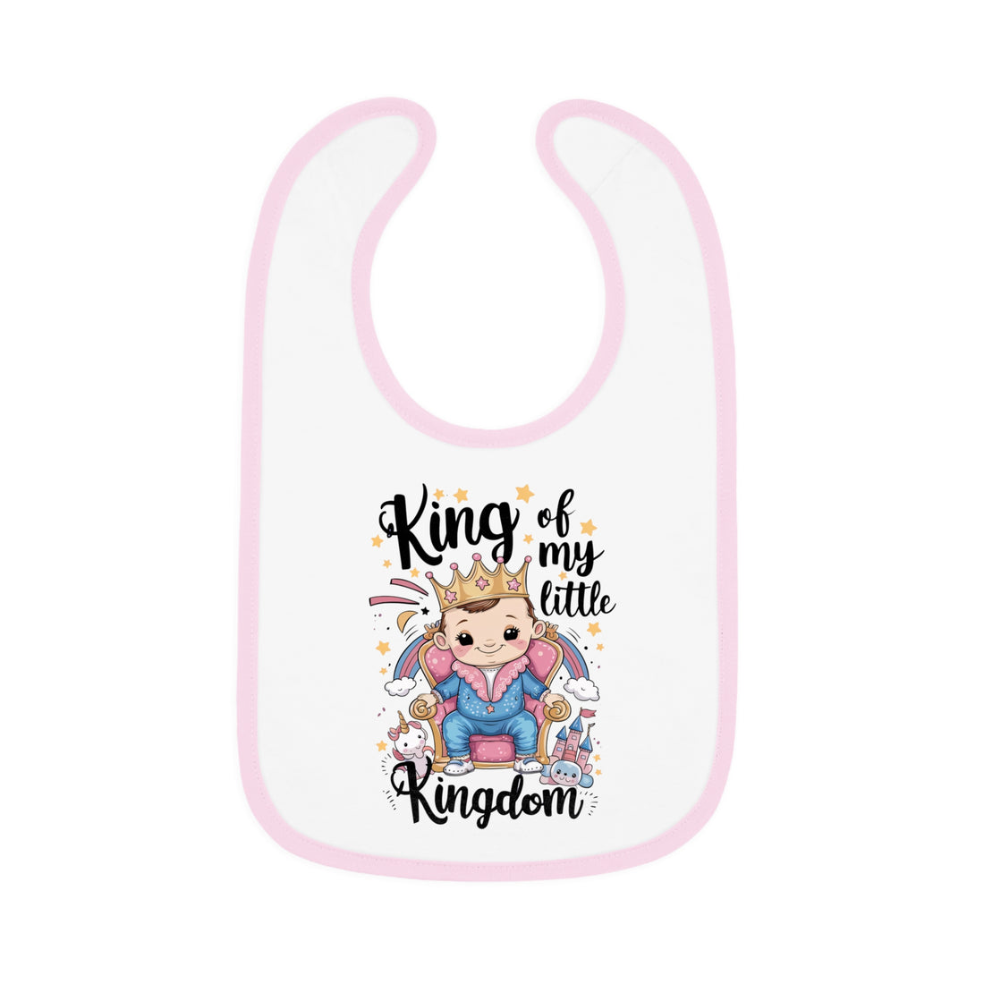 "King of my little kingdom" Baby Contrast Trim Jersey Bib