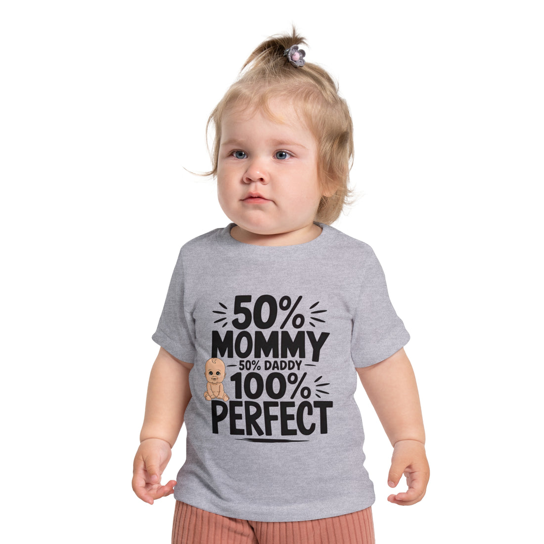 "50% mommy 50% daddy 100% perfect" Baby Short Sleeve T-Shirt