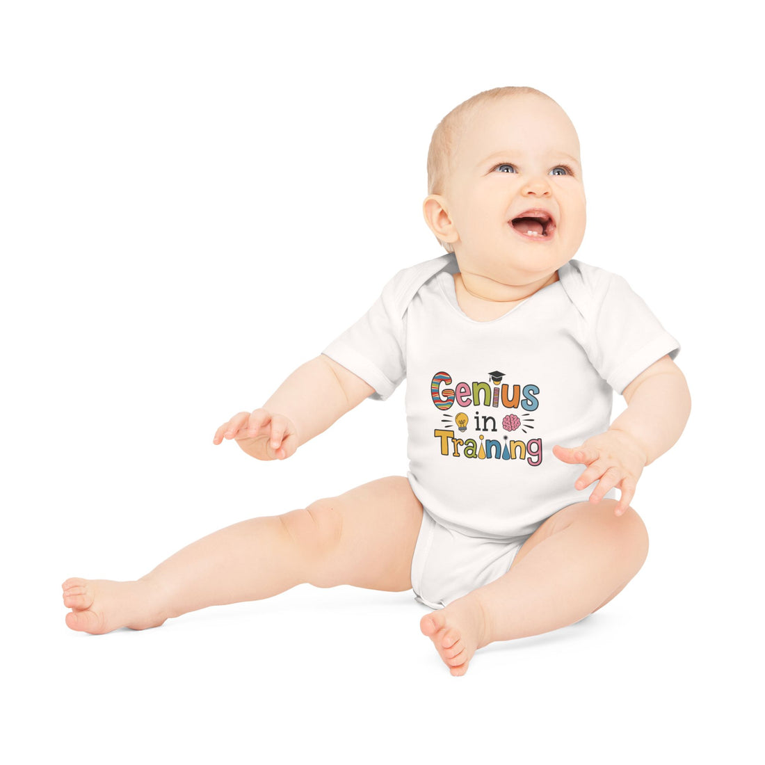 "Genius in training" Baby Organic Short Sleeve Bodysuit