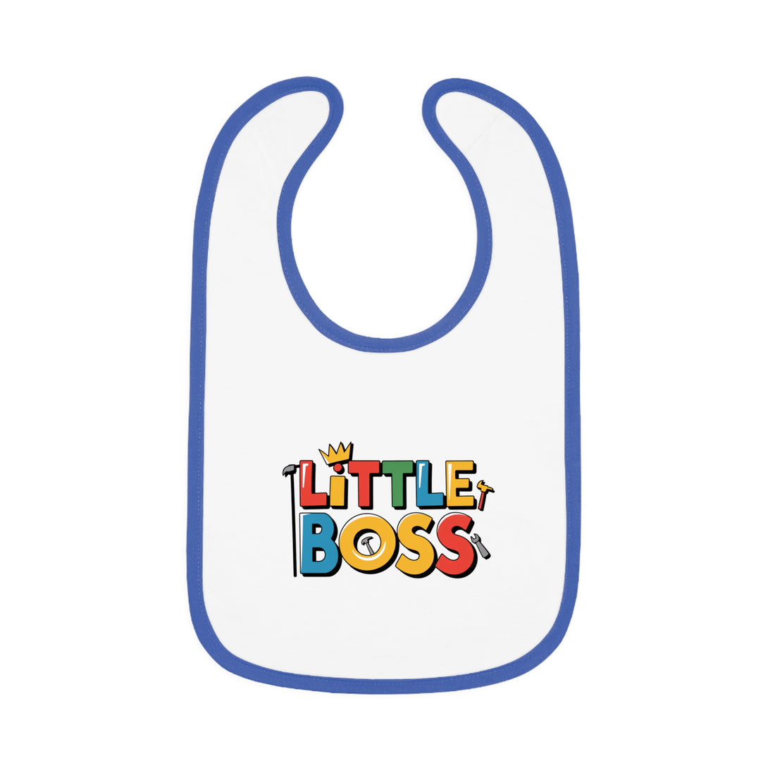 "Little boss" Baby Contrast Trim Jersey Bib