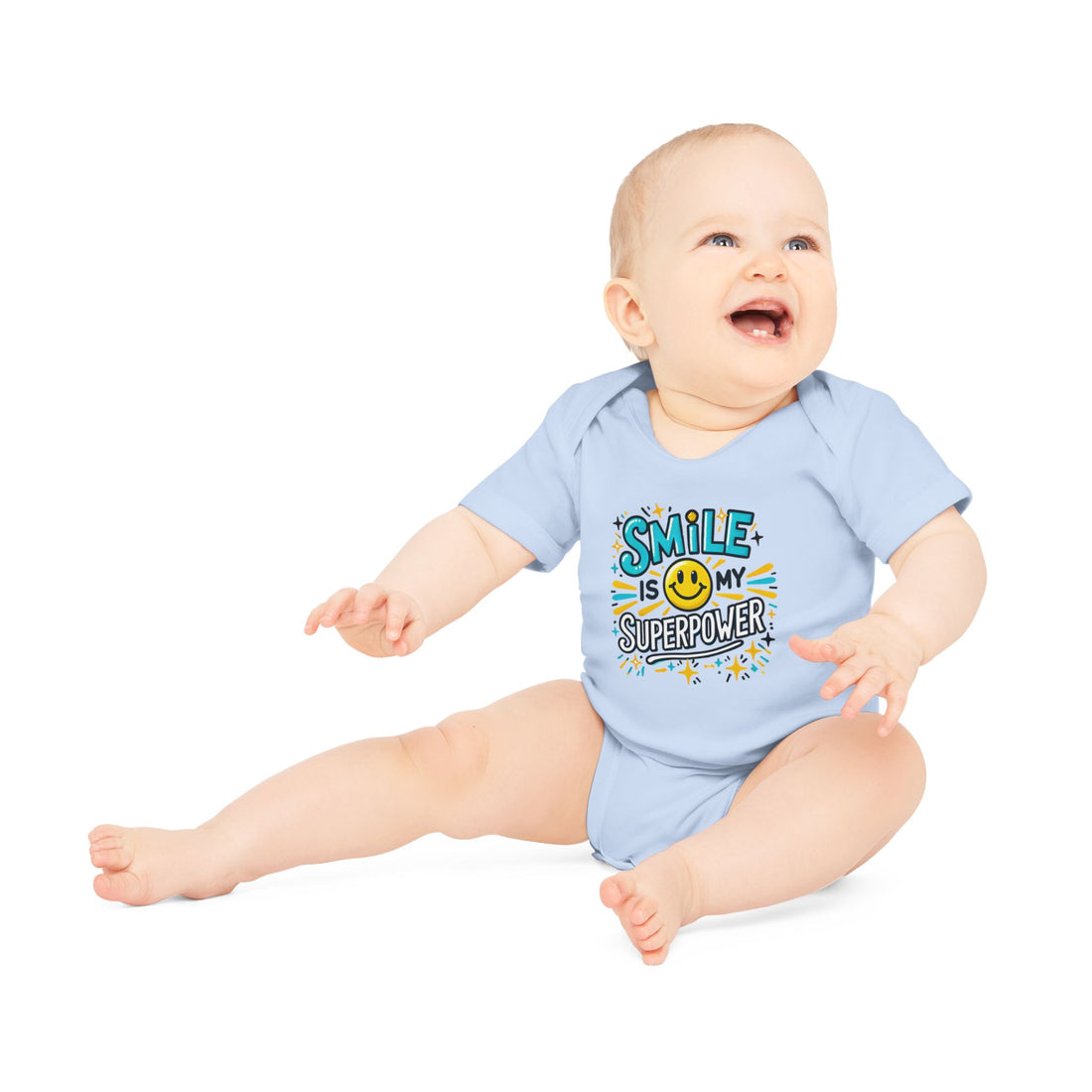 "Smile is my superpower" Baby Organic Short Sleeve Bodysuit