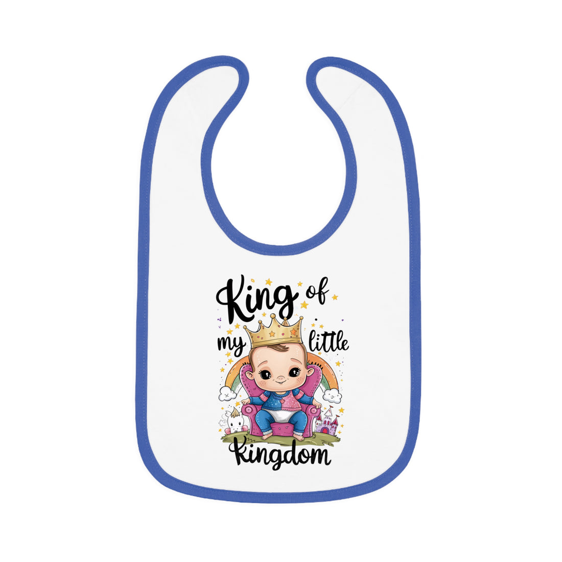 "King of my little kingdom" Baby Contrast Trim Jersey Bib