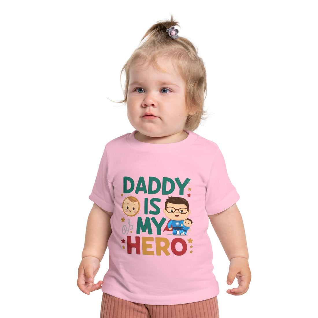 "Daddy is my hero" Baby Short Sleeve T-Shirt