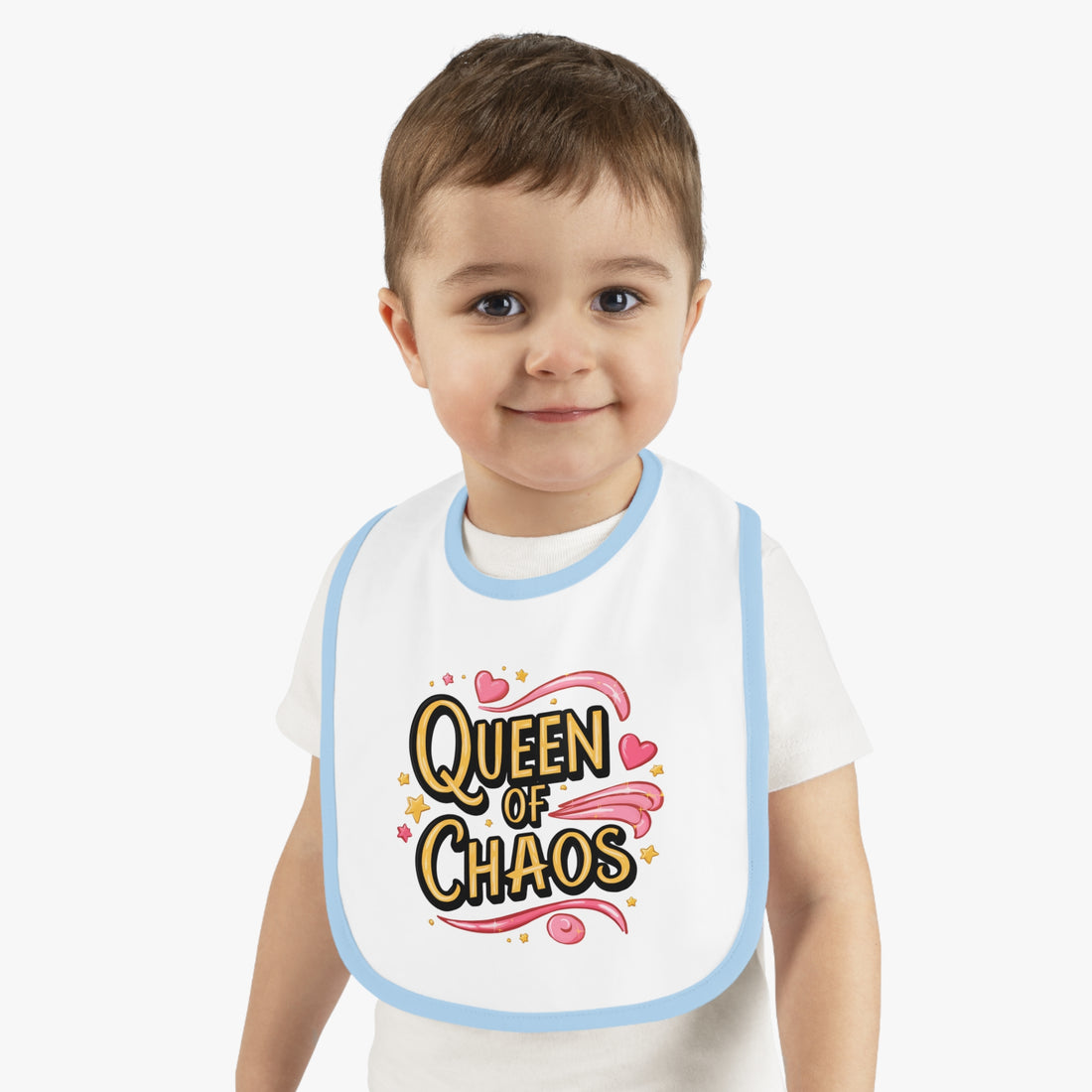 "Queen of chaos" Baby Contrast Trim Jersey Bib