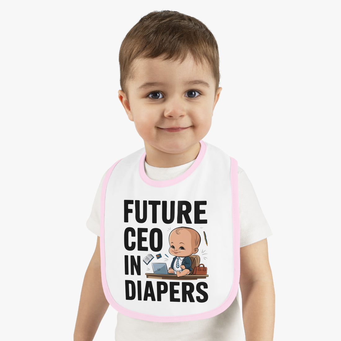 "Future CEO in diapers" Baby Contrast Trim Jersey Bib