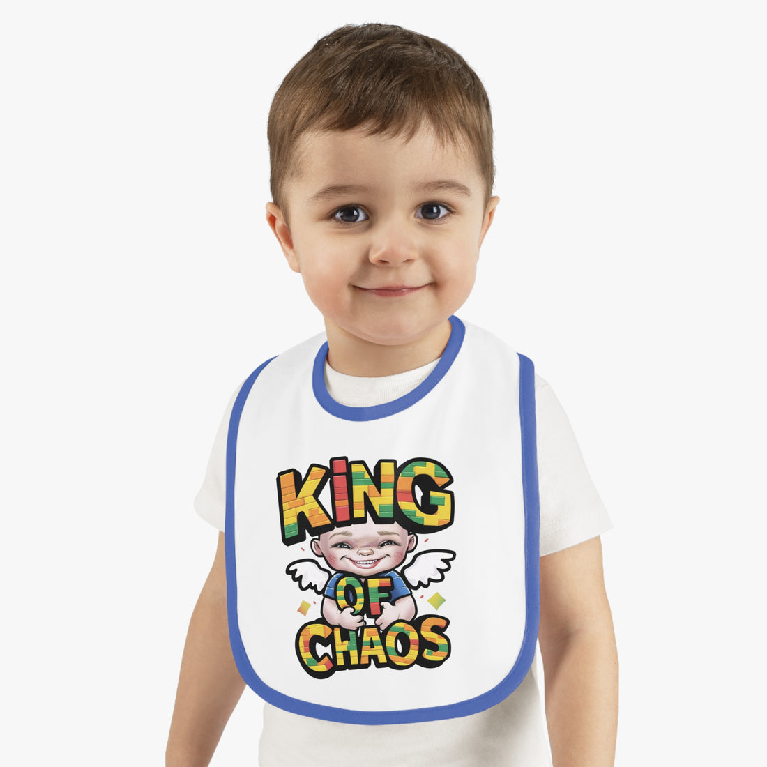 "King of chaos" Baby Contrast Trim Jersey Bib