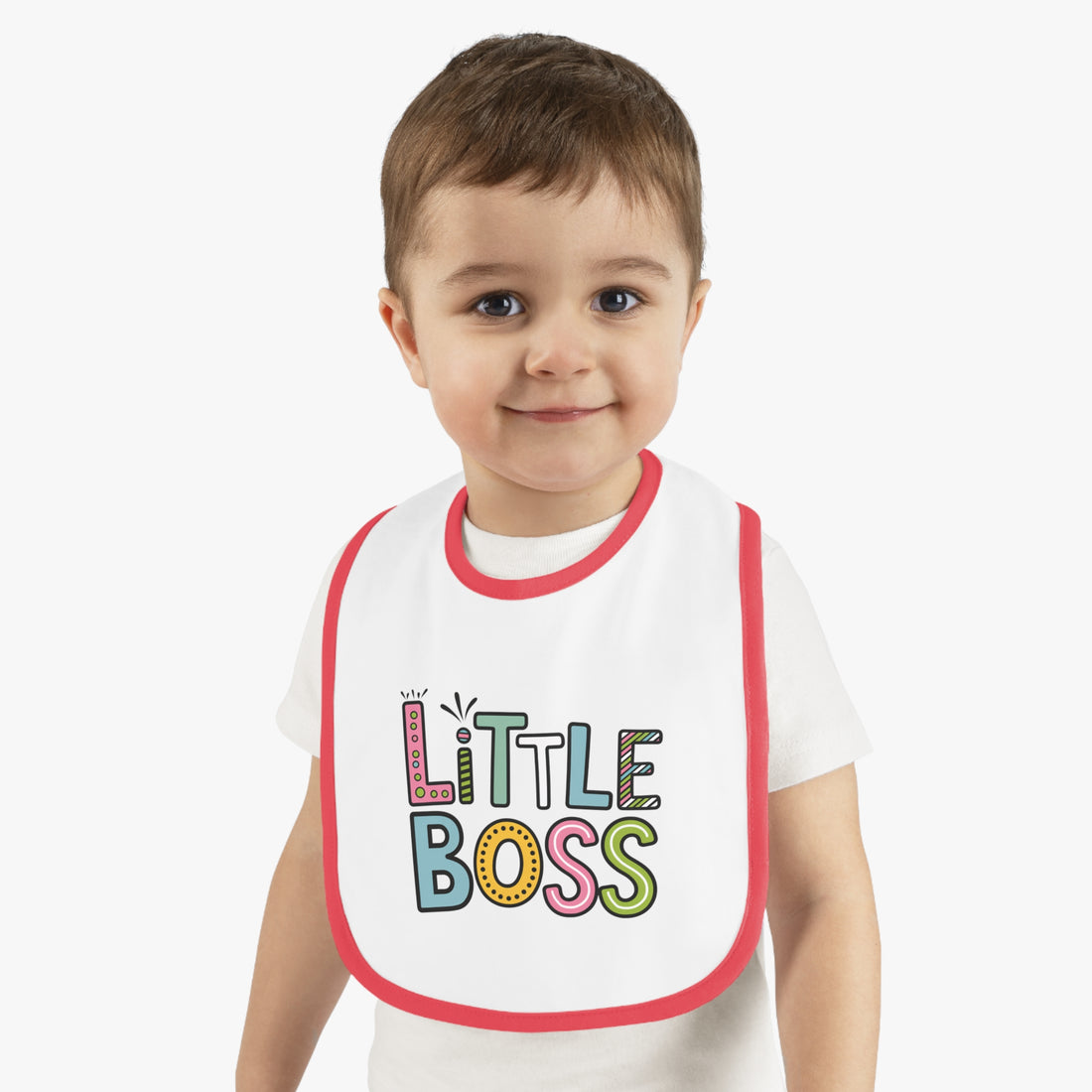 "Little boss" Baby Contrast Trim Jersey Bib