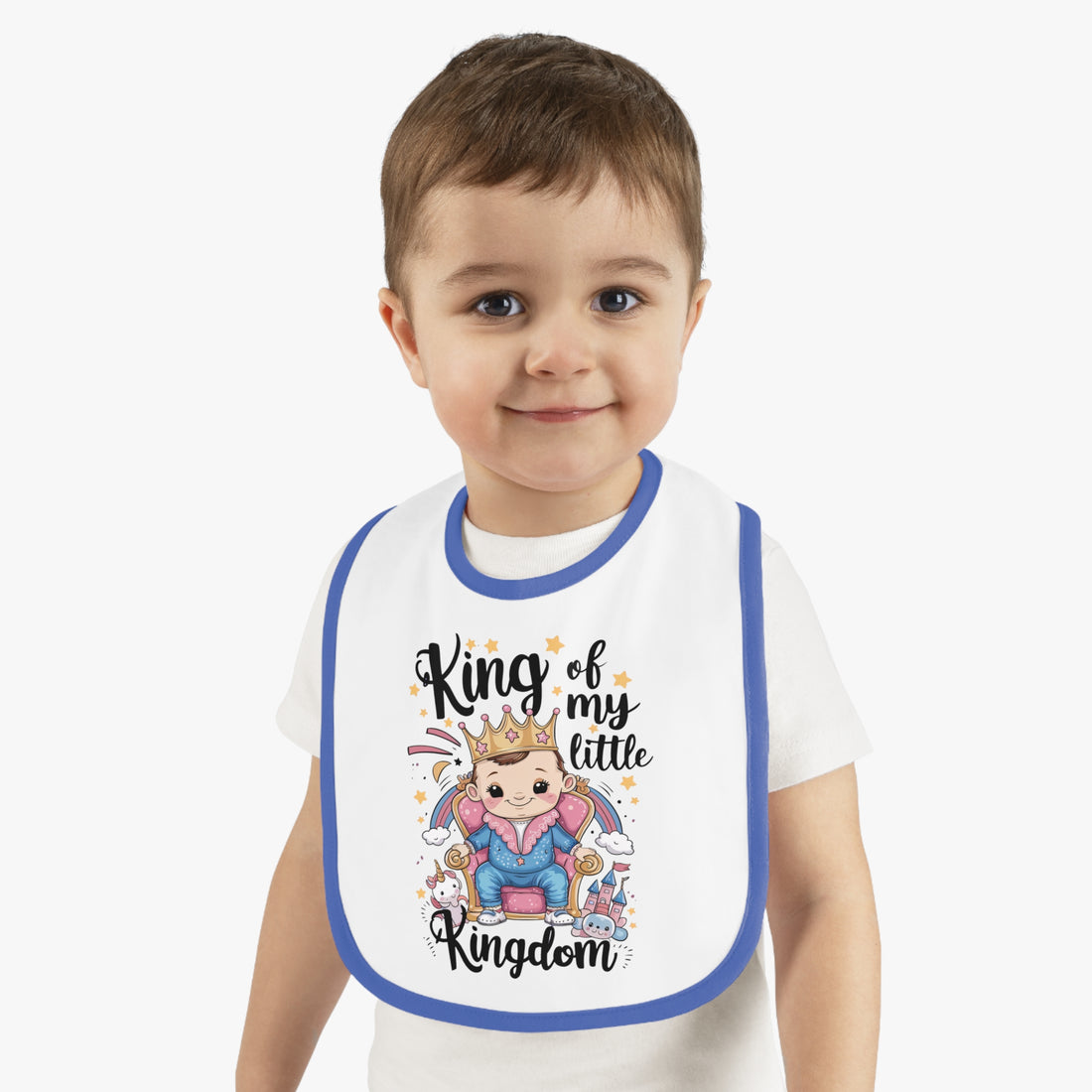 "King of my little kingdom" Baby Contrast Trim Jersey Bib