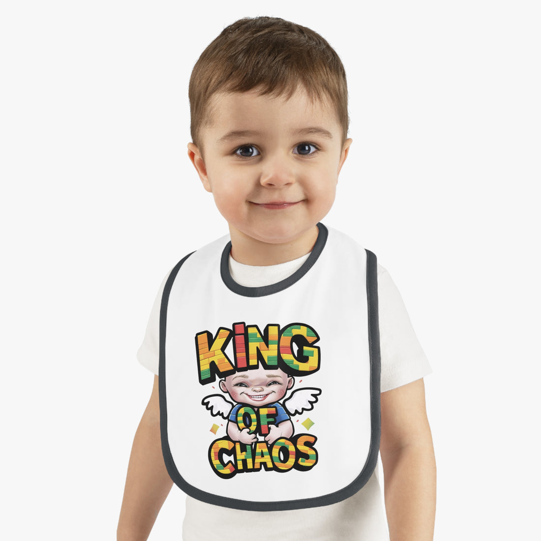 "King of chaos" Baby Contrast Trim Jersey Bib