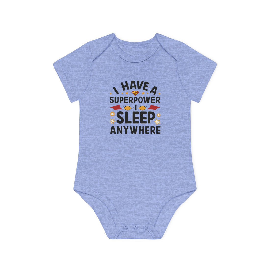 "I have a superpower I sleep anywhere" Baby Organic Short Sleeve Bodysuit