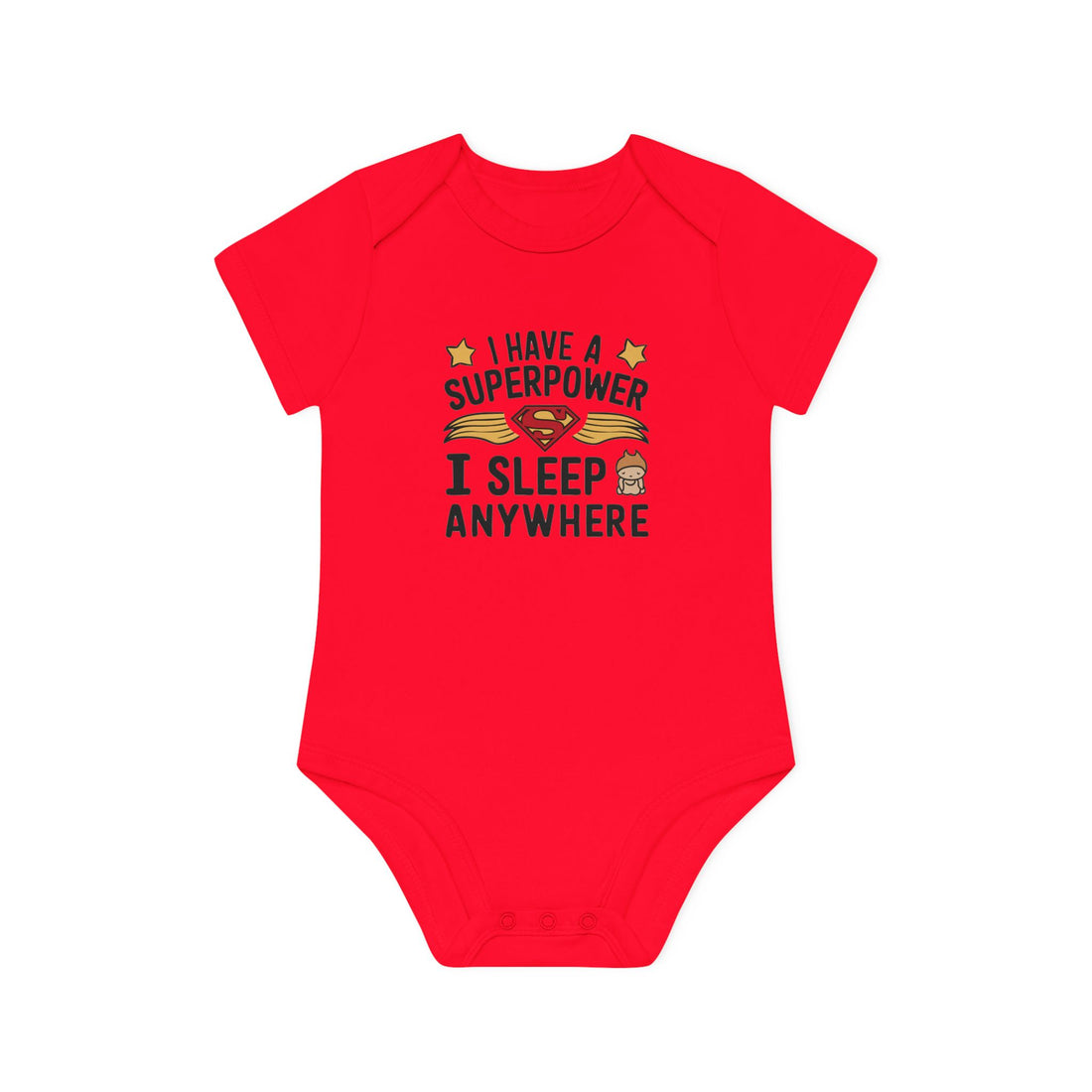 "I have a superpower I sleep anywhere" Baby Organic Short Sleeve Bodysuit