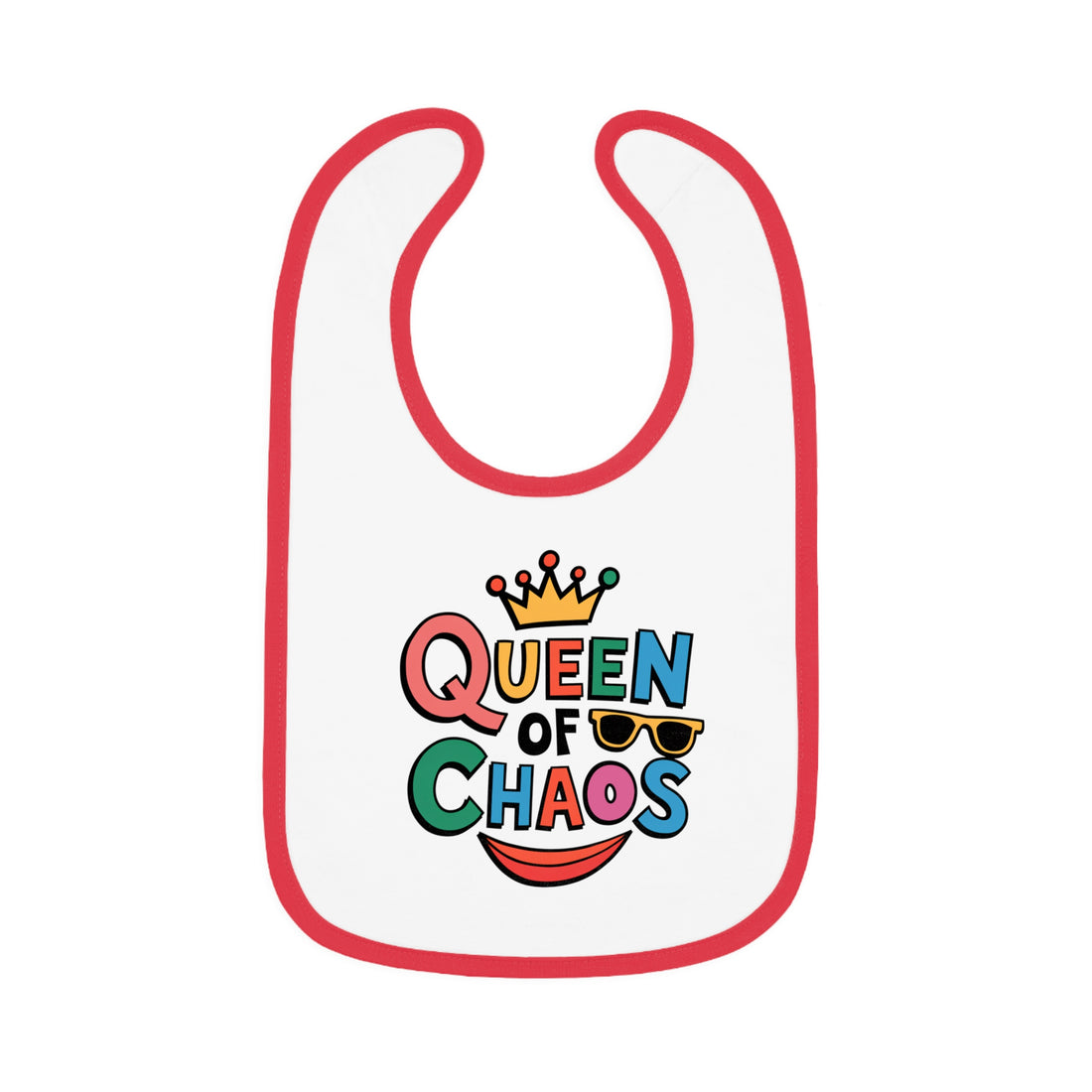 "Queen of chaos" Baby Contrast Trim Jersey Bib