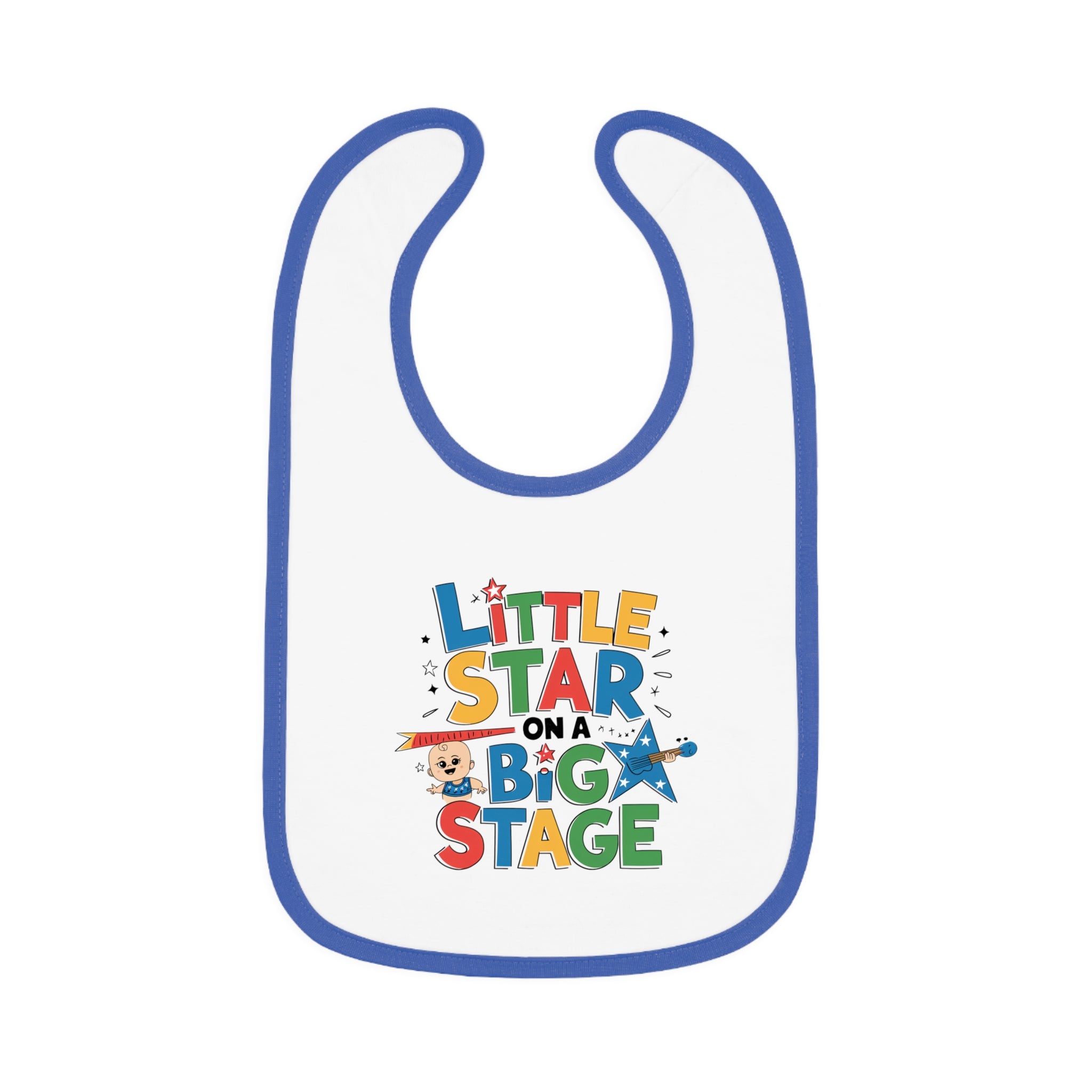 "Little star on a big stage" Baby Contrast Trim Jersey Bib