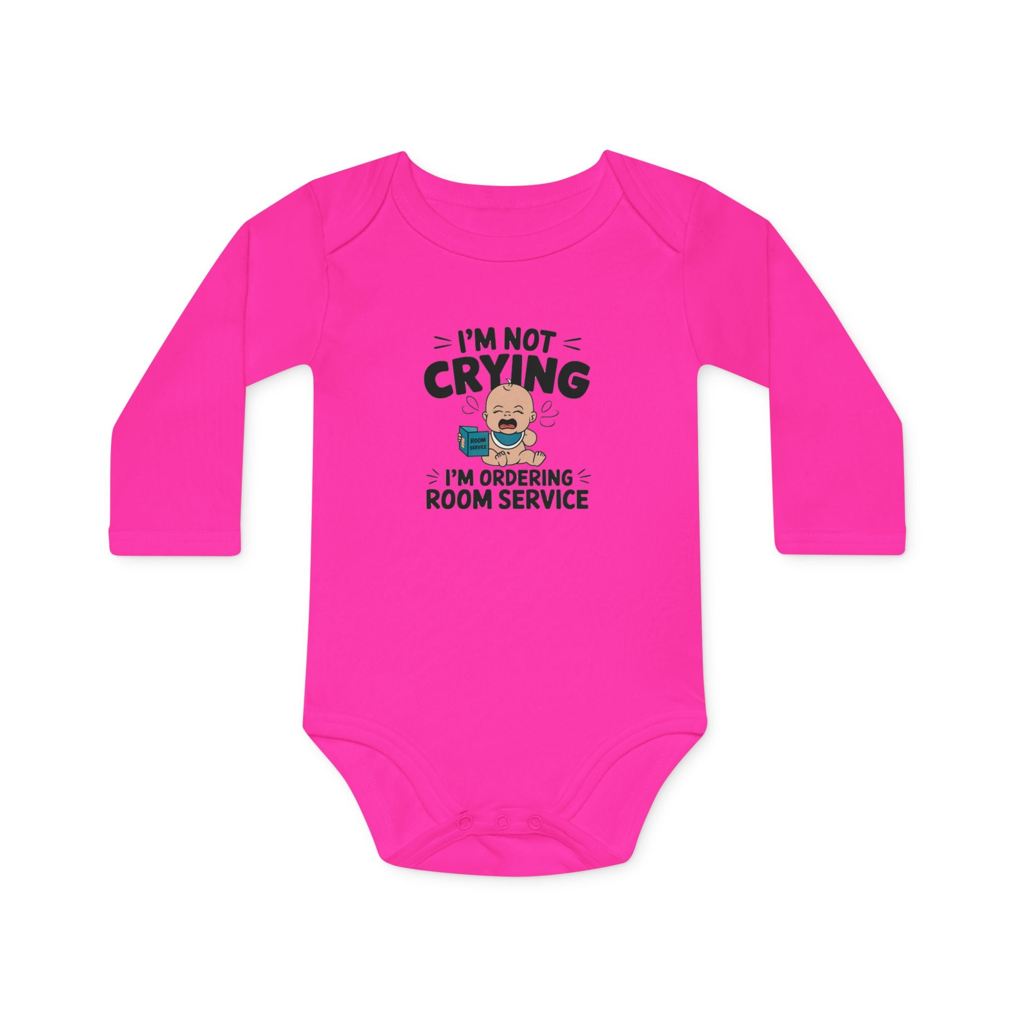 "I'm not crying I'm ordering room service" Baby Long-Sleeve Organic Bodysuit
